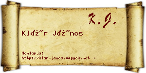 Klár János névjegykártya